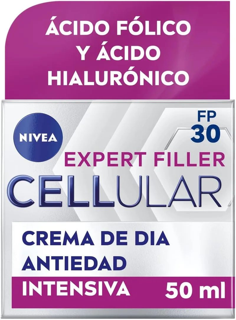 NIVEA ▫️ Cellular Expert Filler - Creme de Dia FP30 - Antirrugas - Efeito Plumping 24h - Com Ácido Hialurónico e Ácido Fólico - Creme Anti-Envelhecimento - Proteção Solar - Todos os tipos de pele - 50 ml
