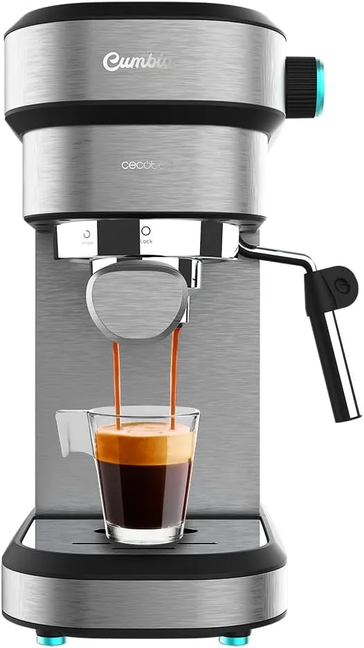 Cecotec ▫️ Cafeteira Expresso Cafelizzia 890 Cinza. Expresso e Cappuccino, 1350 W, Sistema Thermoblock, 20 Barras, Modo Automático para 1-2 cafés, Vaporizador orientável, Capacidade 1,2 L
