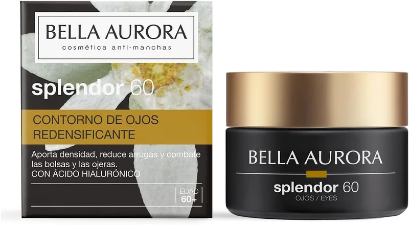 BELLA AURORA ▫️ Splendor Eye Contour Splendor 60 15 ml, com espátula de efeito frio, para rugas, rídulas, papos e olheiras, com ácido hialurónico e extractos botânicos, hidratante