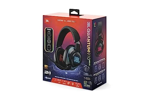 JBL ▫️ Auscultadores Quantum 910 True Wireless Bluetooth, com cancelamento de ruído adaptativo, função para jogos e carregamento, microfone boom incorporado, preto 5