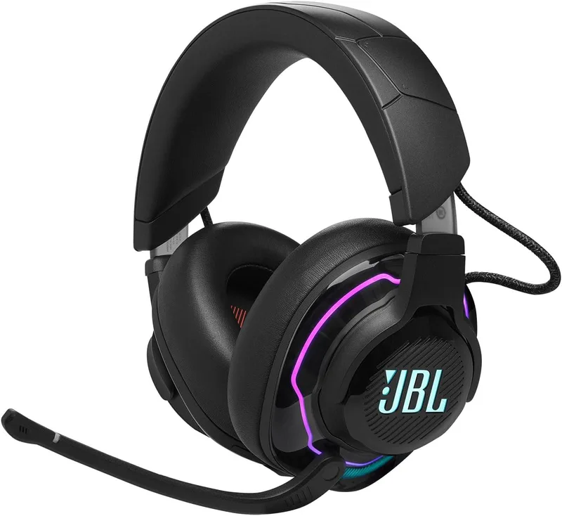 JBL ▫️ Auscultadores Quantum 910 True Wireless Bluetooth, com cancelamento de ruído adaptativo, função para jogos e carregamento, microfone boom incorporado, preto