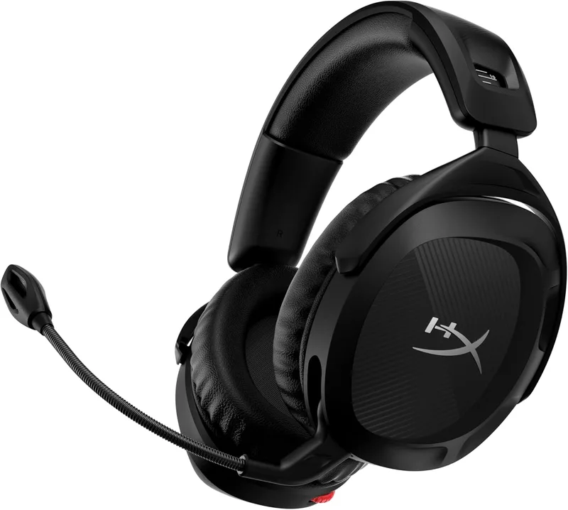 HyperX ▫️ Cloud Stinger 2 Wireless, Headset para jogos sem fio para PC, Drivers de 50 mm, Áudio Surround, Giro de 90°, Dongle USB, Bateria de 20h, Microfone com cancelamento de ruído - Preto