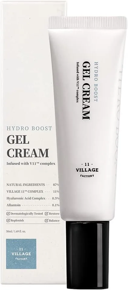 VILLAGE11FACTORY ▫️ VILLAGE 11 FACTORY Creme em Gel Hydro Boost (50 ml) Ácido hialurónico, extrato de camomila, alantoína, hidratante e calmante (Hydro Boost Gel Cream)