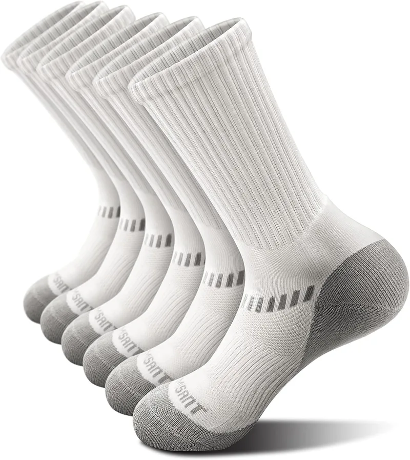 BULLIANT ▫️ Meias para homem, 6 pares, meias desportivas anti-bullet, meias desportivas de compressão, meias para caminhadas, meias de futebol, respiráveis com sola totalmente almofadada