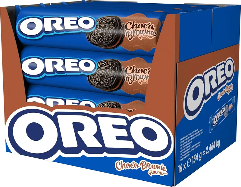 Oreo ▫️ Choco Brownie Bolachas de Cacau Recheadas com Creme de Chocolate Sabor Brownie 154g - Embalagem de 16