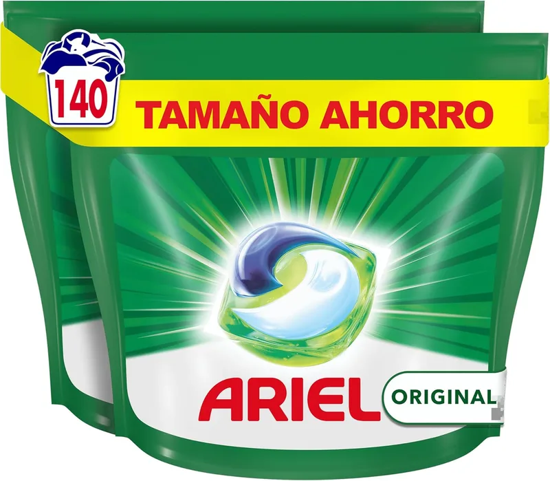Ariel ▫️ Todo En 1 PODS, Detergente Líquido para Máquina de Lavar Roupa, 140 Cápsulas, Lavagens Originais, 5 Ações.