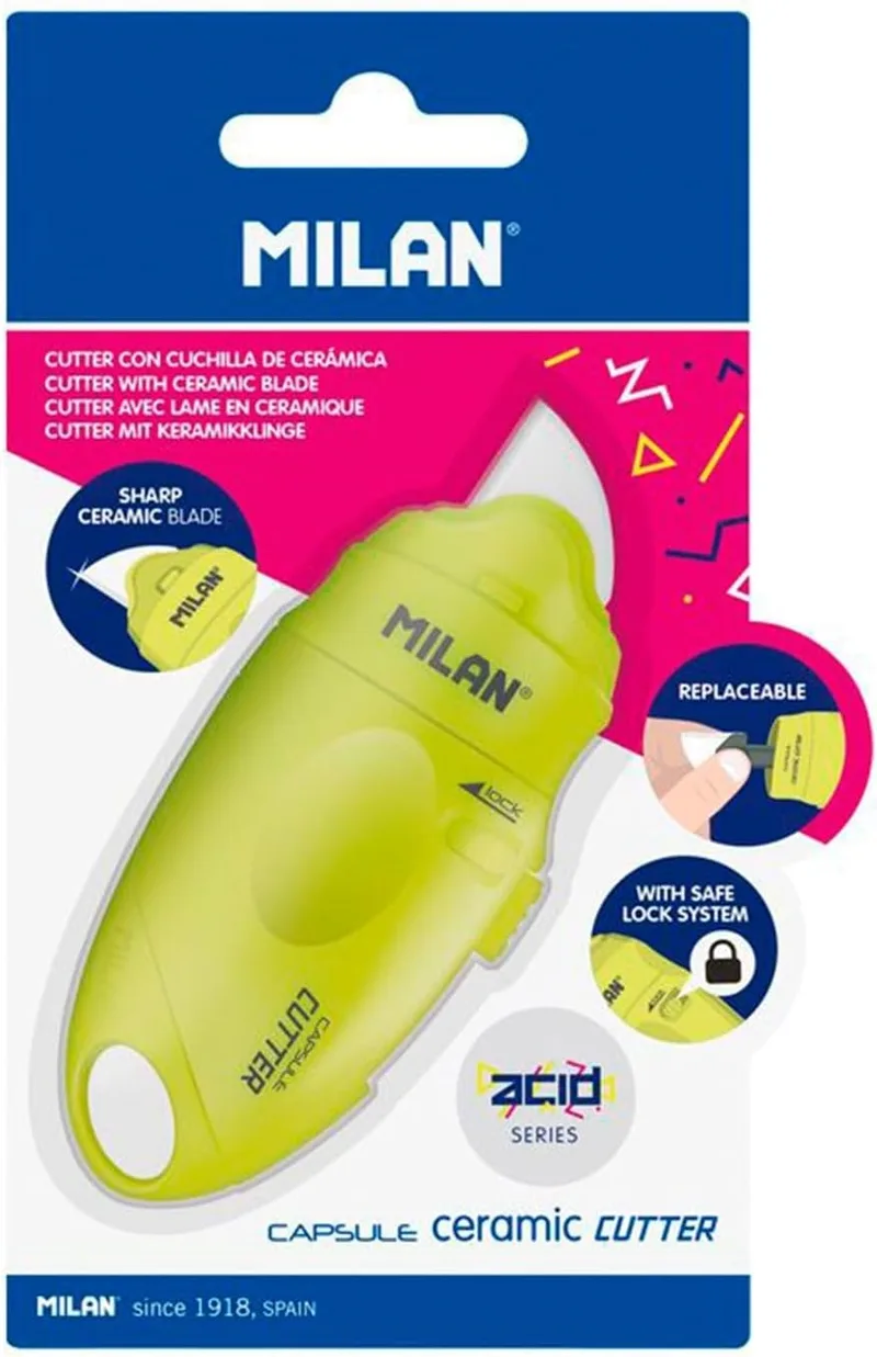 MILAN ▫️ Cortador de blisters lâmina cerâmica CAPSULE Acid Série ®, amarelo
