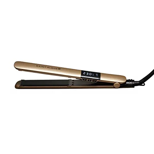 Demeliss ▫️ SAINT ALGUE Alisador GOLD - Alisamento desde a raiz, placas finas de cerâmica e turmalina, temperatura de 150 a 230 °C, para cabelos lisos a ondulados, design ergonómico e profissional. 2