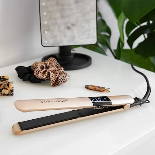Demeliss ▫️ SAINT ALGUE Alisador GOLD - Alisamento desde a raiz, placas finas de cerâmica e turmalina, temperatura de 150 a 230 °C, para cabelos lisos a ondulados, design ergonómico e profissional. 7