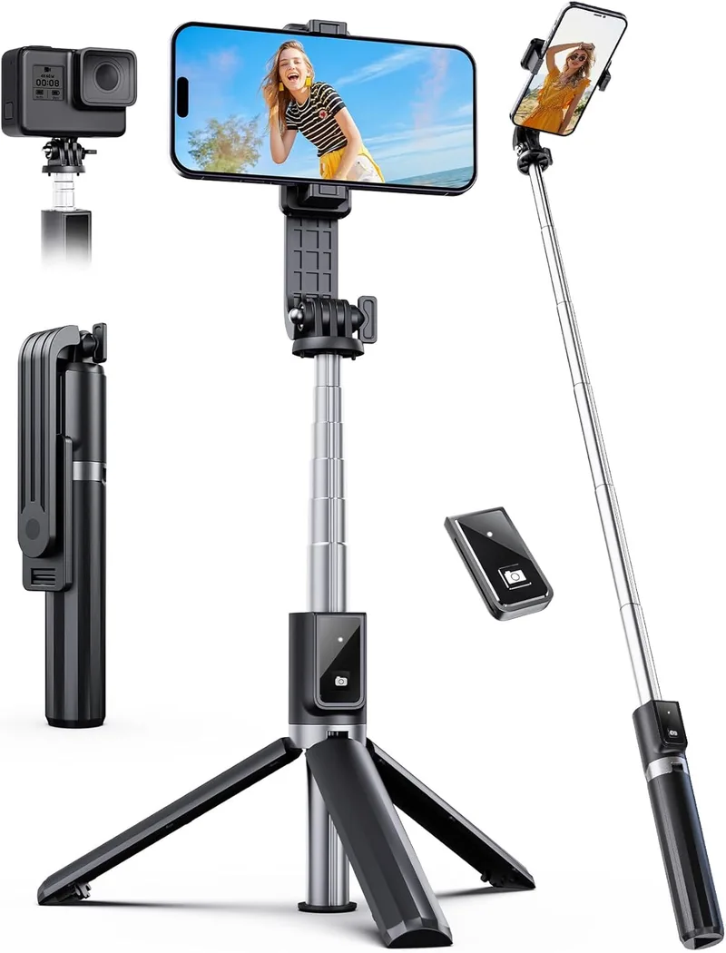 ANXRE ▫️ Palo Selfie Tripé com Controlo Remoto, Compatível com iPhone e Android