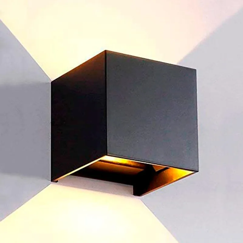M Ledme ▫️ Candeeiro de parede Preto exterior/interior LED 6W, 3000k Branco quente, feixe de luz ajustável, IP54 à prova de água, iluminação ideal para o exterior, jardim, terraço, pátio, LM6182