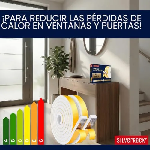 SilverRack ▫️ Fita de vedação autoadesiva 8 m, branca [12 mm x 6 mm] - Para juntas de portas e janelas 2