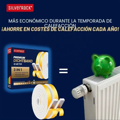 SilverRack ▫️ Fita de vedação autoadesiva 8 m, branca [12 mm x 6 mm] - Para juntas de portas e janelas 3