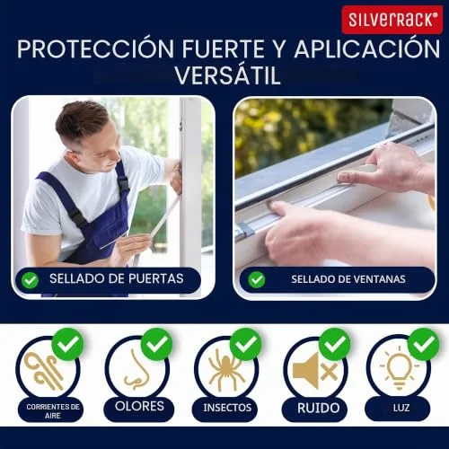 SilverRack ▫️ Fita de vedação autoadesiva 8 m, branca [12 mm x 6 mm] - Para juntas de portas e janelas 4