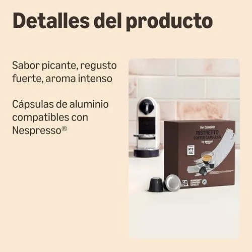 by Amazon ▫️ da Amazon: Cápsulas de café Ristretto em plástico compatíveis com Nespresso, torra média, 100 unidades (2 embalagens de 50), certificadas pela Rainforest Alliance 2