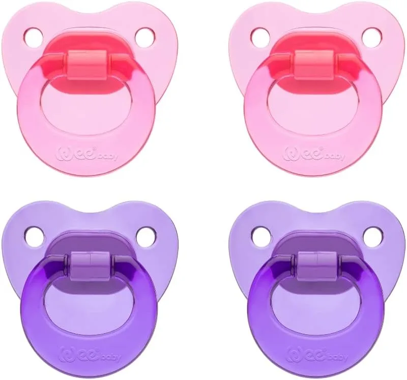 Wee Baby ▫️ Chupetas (pack de 4) : Chupeta de dentição durável e vibratória com ponta de silicone ortodôntica para dentes saudáveis : Chupetas com orifícios de ar para evitar irritações
