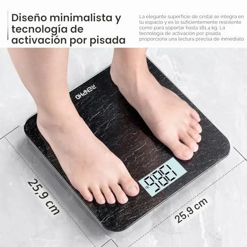 RENPHO ▫️ Balança de casa de banho, alta precisão, ecrã LED, para perder peso, 180 kg 6