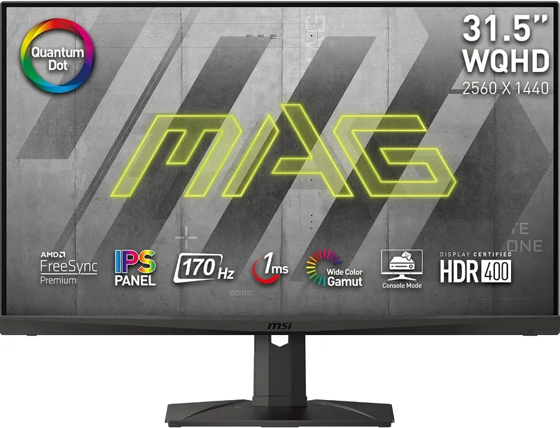 MSI ▫️ MAG321QR QD - Monitor de jogos plano de 31,5", IPS, WQHD (2560x1440, 16:9, compatível com G-SYNC, Quantum Dot, modo de consola FHD a 120 Hz)