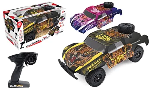 TURBO CHALLENGE ▫️ Velocidade Selvagem - 4X4-1/14-098425 - Carro telecomandado - Amarelo e Rosa - Pronto a usar - 2 baterias e 2 invólucros - Recarregável e pilhas incluídas - Plástico - A partir dos 8 anos 3