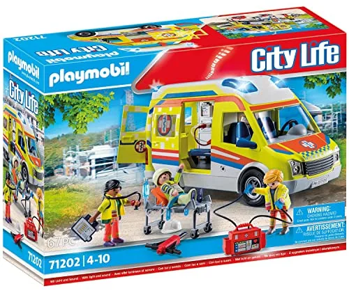 PLAYMOBIL ▫️ City Life 71202 Ambulância com luzes e sons, brinquedo para crianças a partir dos 4 anos 2