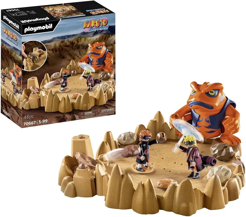 PLAYMOBIL ▫️ Naruto Shippuden 70667 Naruto vs. Pain, Batalha emocionante com placa de base em forma de cratera e sapo gigante Gamakichi, Brinquedos para crianças a partir dos 5 anos