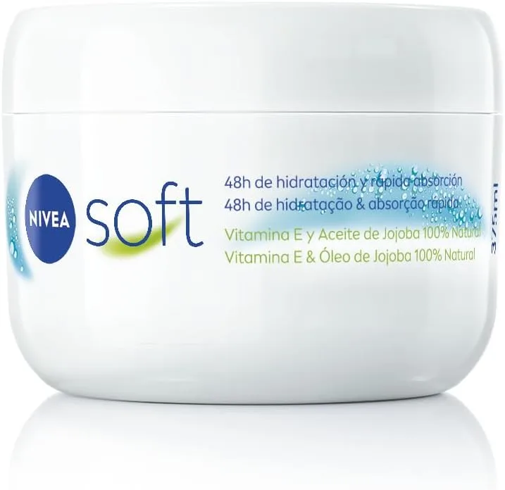NIVEA ▫️ Soft (1 x 375 ml), creme multiusos com óleo de jojoba e vitamina E, creme de cuidado da pele de hidratação intensiva para o rosto, corpo e mãos, sem parabenos.