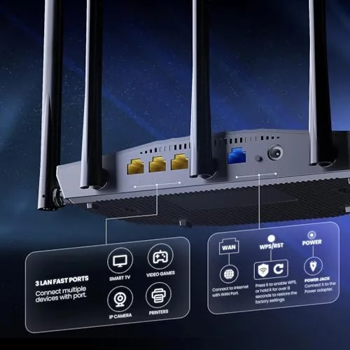 Tenda ▫️ WiFi 6 AX1500 Smart WiFi, Router WiFi 6 de banda dupla, 5 antenas de alto ganho de 6 dBi, 3 portas LAN Gigabit, WPA3+OFDMA+MU-MIMO, RX2Pro (preto) 2