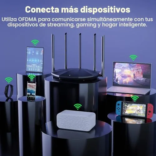 Tenda ▫️ WiFi 6 AX1500 Smart WiFi, Router WiFi 6 de banda dupla, 5 antenas de alto ganho de 6 dBi, 3 portas LAN Gigabit, WPA3+OFDMA+MU-MIMO, RX2Pro (preto) 5
