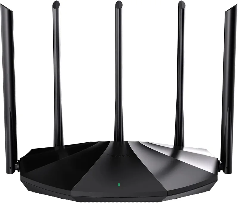 Tenda ▫️ WiFi 6 AX1500 Smart WiFi, Router WiFi 6 de banda dupla, 5 antenas de alto ganho de 6 dBi, 3 portas LAN Gigabit, WPA3+OFDMA+MU-MIMO, RX2Pro (preto)