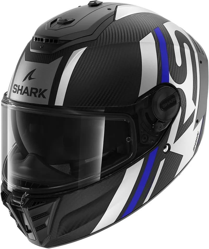 Shark ▫️ Capacete Integral de Moto Spartan RS Carbon Shawn Azul / Cinzento DBS, XXL
