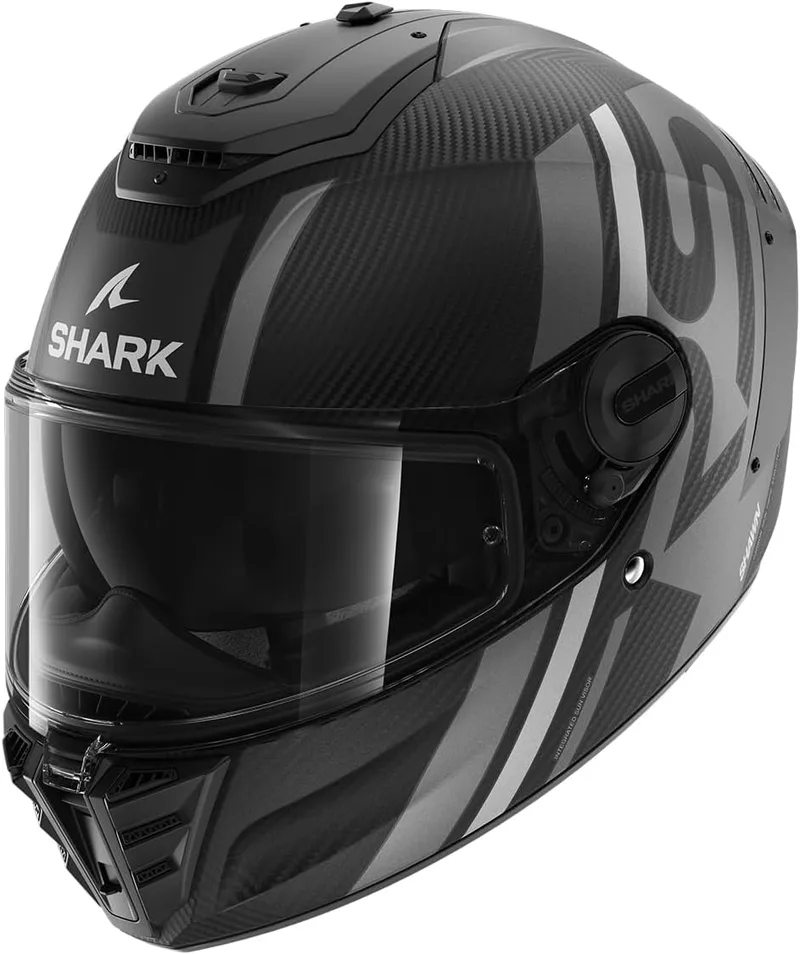 Shark ▫️ Capacete Integral de Moto Spartan RS Carbon Shawn Preto / Cinzento DSA, XS