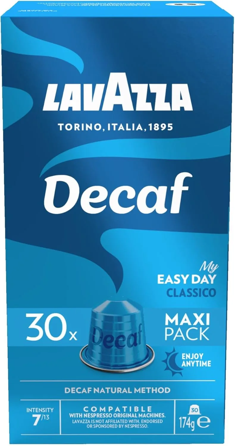 Lavazza ▫️ Decaf My Easy Day Classico, 100 cápsulas de café | Compatíveis com Nespresso* Original, com notas de frutos secos e chocolate, Arábica e Robusta, intensidade 7, torra média