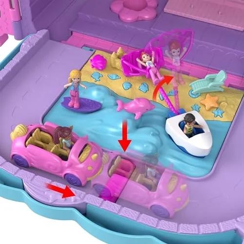 Polly Pocket ▫️ Mala de Férias com Rodas – Baú com bonecas e acessórios, Brinquedo para maiores de 4 anos (Mattel HKV43) 2