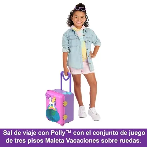 Polly Pocket ▫️ Mala de Férias com Rodas – Baú com bonecas e acessórios, Brinquedo para maiores de 4 anos (Mattel HKV43) 3
