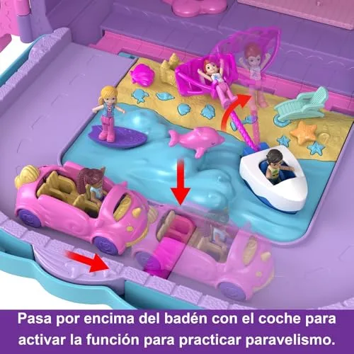 Polly Pocket ▫️ Mala de Férias com Rodas – Baú com bonecas e acessórios, Brinquedo para maiores de 4 anos (Mattel HKV43) 4