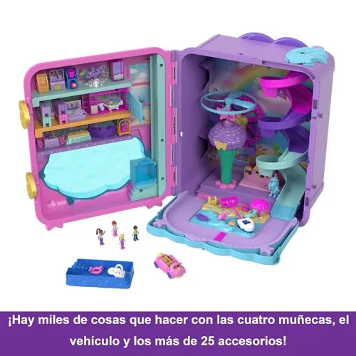 Polly Pocket ▫️ Mala de Férias com Rodas – Baú com bonecas e acessórios, Brinquedo para maiores de 4 anos (Mattel HKV43) 5