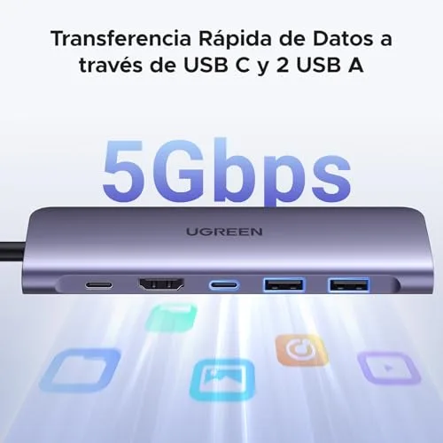 UGREEN ▫️ Revodok 1071 Hub USB-C 7 em 1: Adaptador multiportas e estação de acoplamento 4