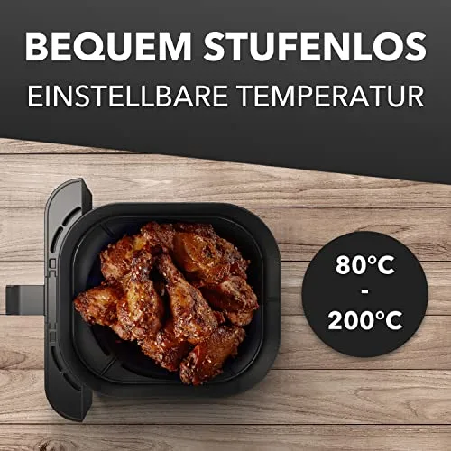 Clatronic ▫️ ® Hot Air Fryer XXL - Fritadeira de 5 L | ar quente para fritar sem gordura | fritadeira em aço inoxidável com ecrã tátil digital | 360° Air-Flow | com 8 programas | FR 3782 H 4
