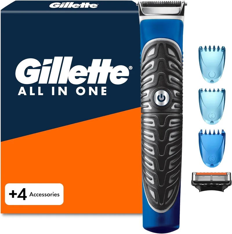 Gillette ▫️ Aparador «Tudo em 1» com 3 pentes + 1 cabeça de substituição Proglide | Apara, faz a barba e define o rosto e o corpo com precisão, resistente à água, aparador de cabelo 4 em 1 para homem