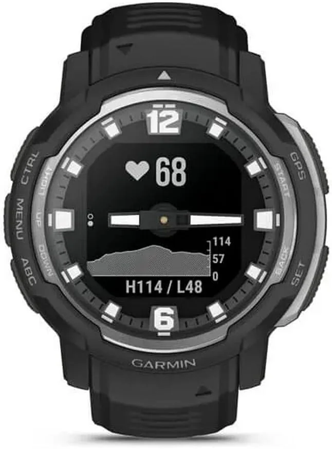 Garmin ▫️ Instinct Crossover, Relógio inteligente híbrido, Preto