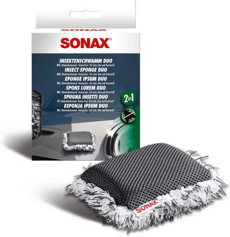 SONAX ▫️ Esponja para Limpeza de Insetos (1 unidade) Elimina resíduos de insetos sem riscar