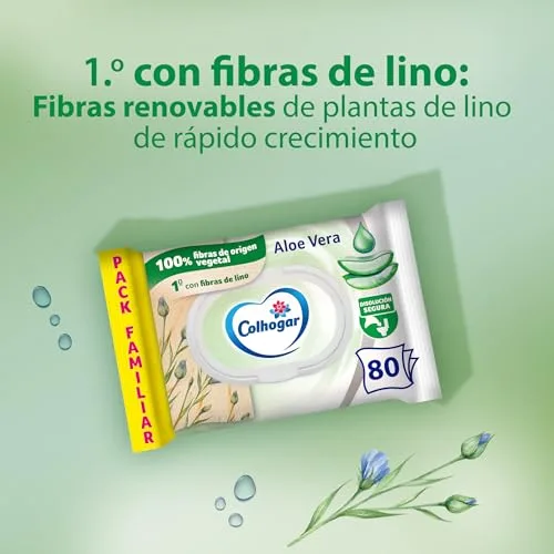 Colhogar ▫️ Aloe 8x80 - Papel higiénico húmido descartável no WC com extrato de aloé vera - Sem álcool - Testado dermatologicamente - 640 unidades 2