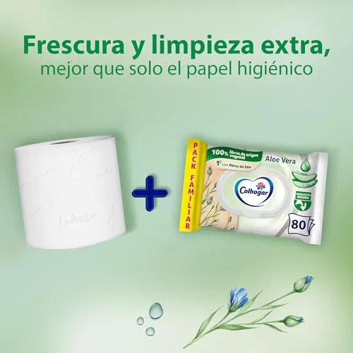 Colhogar ▫️ Aloe 8x80 - Papel higiénico húmido descartável no WC com extrato de aloé vera - Sem álcool - Testado dermatologicamente - 640 unidades 6