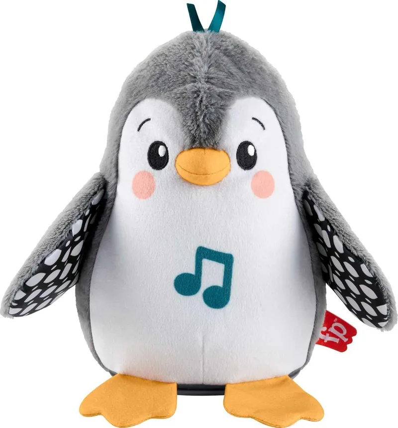 Fisher-Price ▫️ Pinguim Waddles and Flutters Peluche fofo para caminhar com música, brinquedo para recém-nascido (Mattel HNC10)