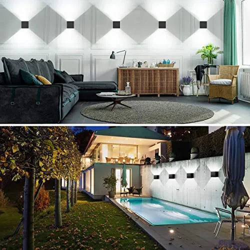 ledmo ▫️ 2 peças 20 W Aplique de parede para exterior/interior Branco frio 6000 K Aplique de parede com ângulo de feixe ajustável Preto Aplique LED IP65 à prova de água 2