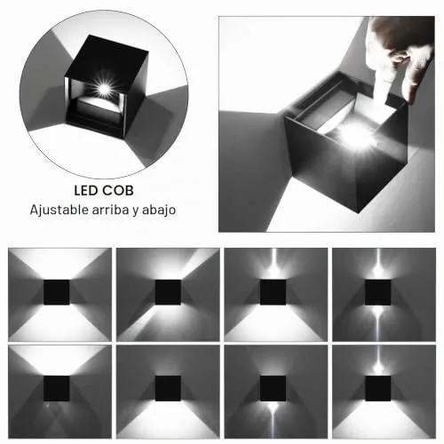 ledmo ▫️ 2 peças 20 W Aplique de parede para exterior/interior Branco frio 6000 K Aplique de parede com ângulo de feixe ajustável Preto Aplique LED IP65 à prova de água 3