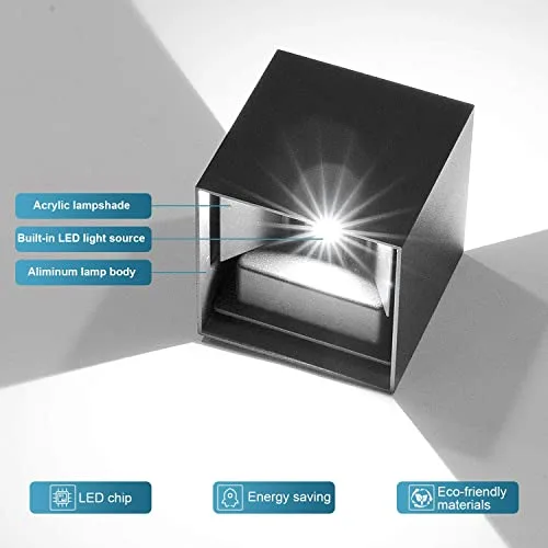 ledmo ▫️ 2 peças 20 W Aplique de parede para exterior/interior Branco frio 6000 K Aplique de parede com ângulo de feixe ajustável Preto Aplique LED IP65 à prova de água 5