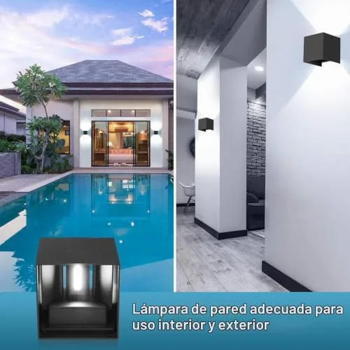 ledmo ▫️ 2 peças 20 W Aplique de parede para exterior/interior Branco frio 6000 K Aplique de parede com ângulo de feixe ajustável Preto Aplique LED IP65 à prova de água 6