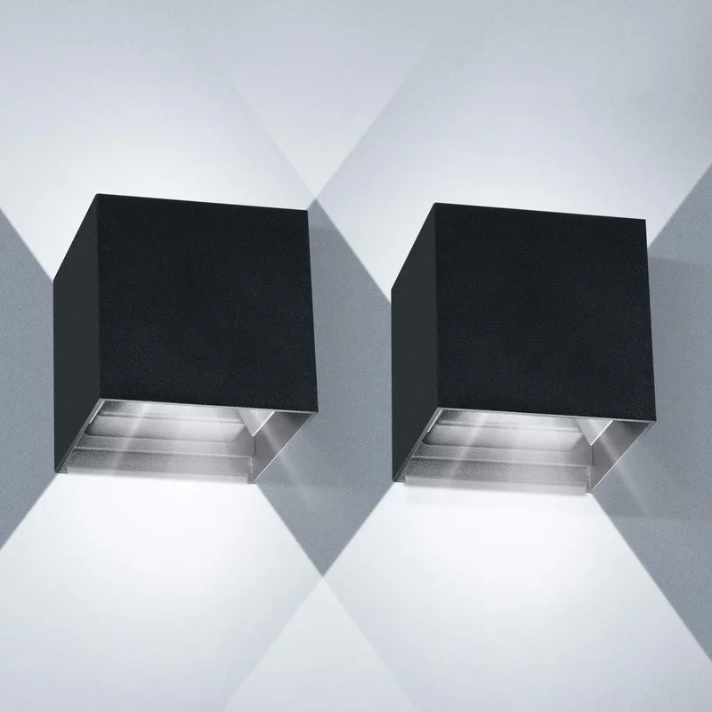 ledmo ▫️ 2 peças 20 W Aplique de parede para exterior/interior Branco frio 6000 K Aplique de parede com ângulo de feixe ajustável Preto Aplique LED IP65 à prova de água