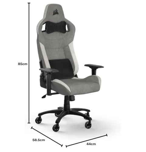 Corsair ▫️ Cadeira de jogos T3 Rush Fabric (2023) – Cinza e Branco 2
